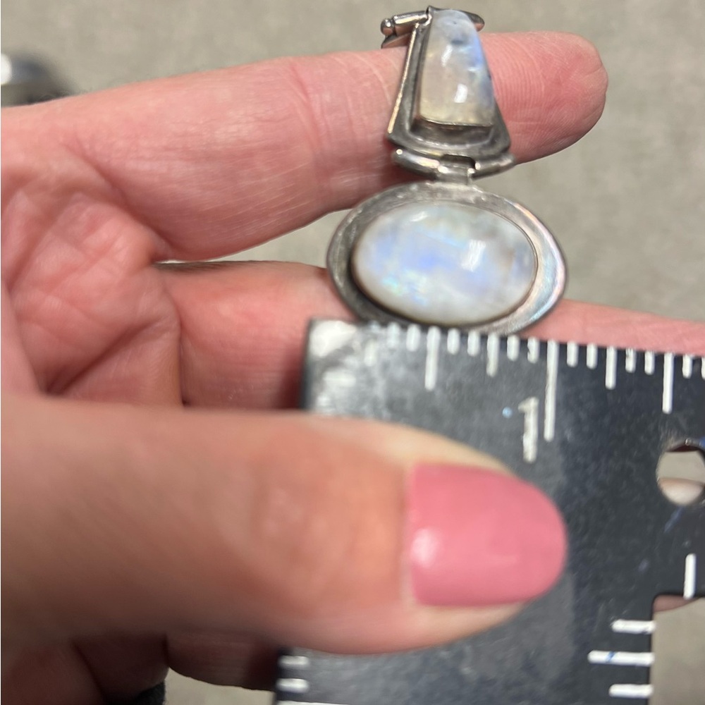 Gorgeous Vintage Sterling Rainbow Moonstone Link Bracelet - Picture 9 of 9